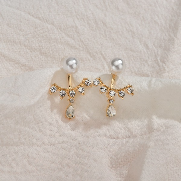 Bulk Jewelry Wholesale alloy pearl zircon sector Earrings JDC-ES-bq112 Wholesale factory from China YIWU China