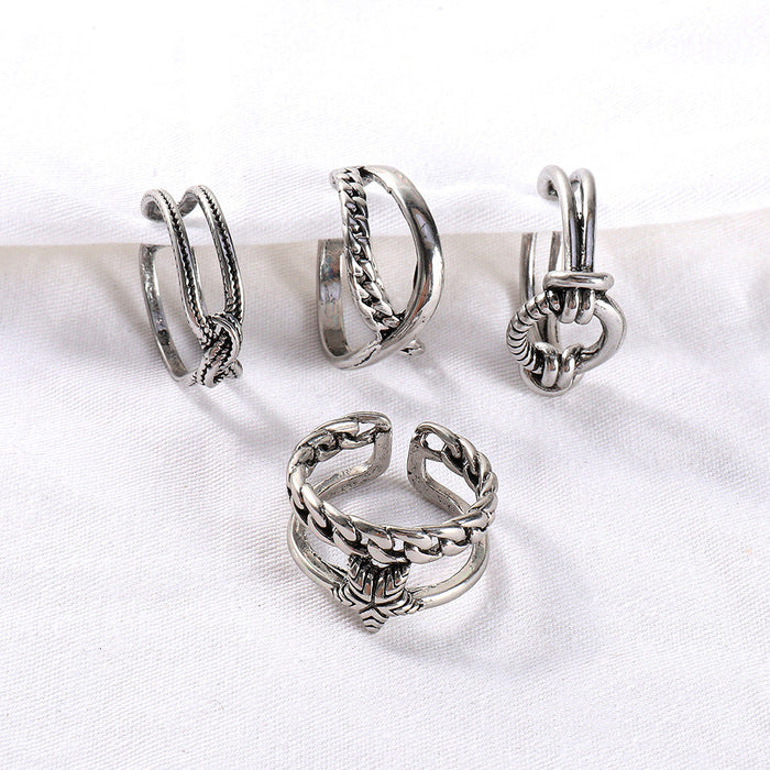 Wholesale Alloy Pentagram Knotted Ring MOQ≥2 JDC-RS-JuY001 Rings 聚耀 set minimum 2 pieces for wholesale 1 Wholesale Jewelry JoyasDeChina Joyas De China