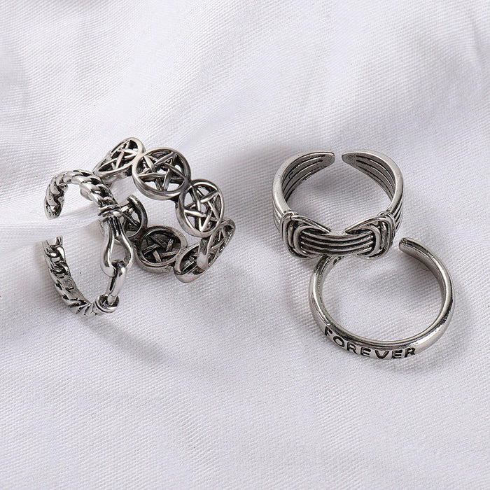 Wholesale Alloy Pentagram Letter Ring MOQ≥2 JDC-RS-JuY005 Rings 聚耀 set minimum 2 pieces for wholesale 1 Wholesale Jewelry JoyasDeChina Joyas De China