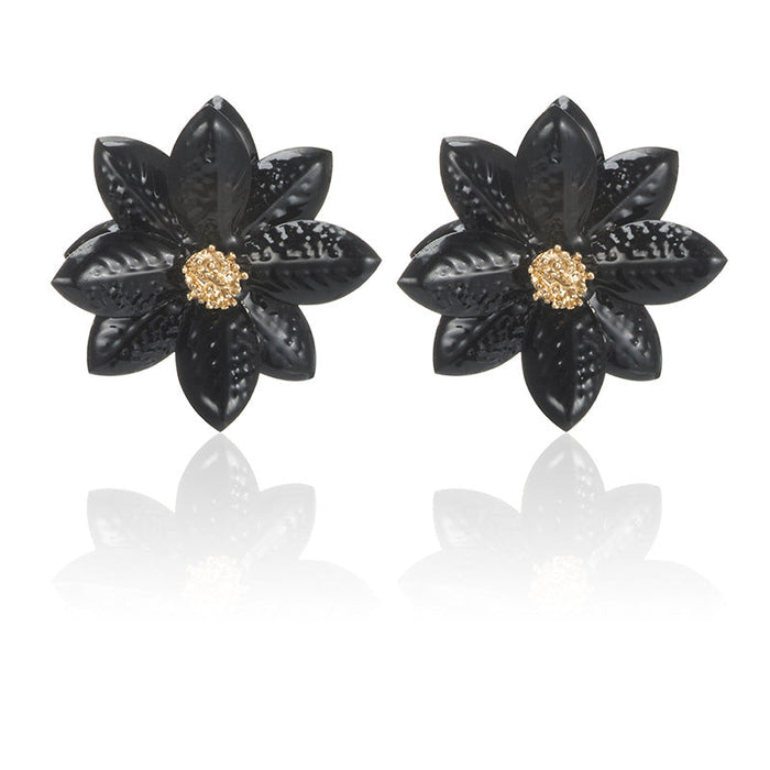 Wholesale alloy petal color earrings JDC-ES-C428 Earrings 咏歌 balck Wholesale Jewelry JoyasDeChina Joyas De China