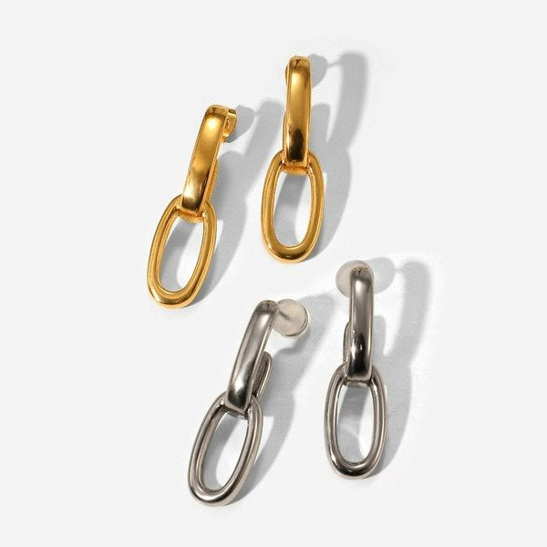 Wholesale alloy plain double geometric earrings JDC-ES-JD323 Earrings 杰鼎 Wholesale Jewelry JoyasDeChina Joyas De China