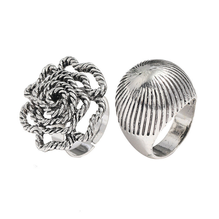 Wholesale alloy plated 2-piece ring set JDC-RS-KQ051 Rings JoyasDeChina Ancient silver Average code Wholesale Jewelry JoyasDeChina Joyas De China