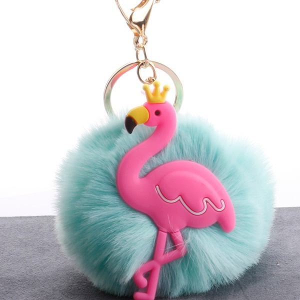Bulk Jewelry Wholesale alloy plush imitation Rex rabbit fur ball flamingo keychains JDC-KC-YD004 Wholesale factory from China YIWU China