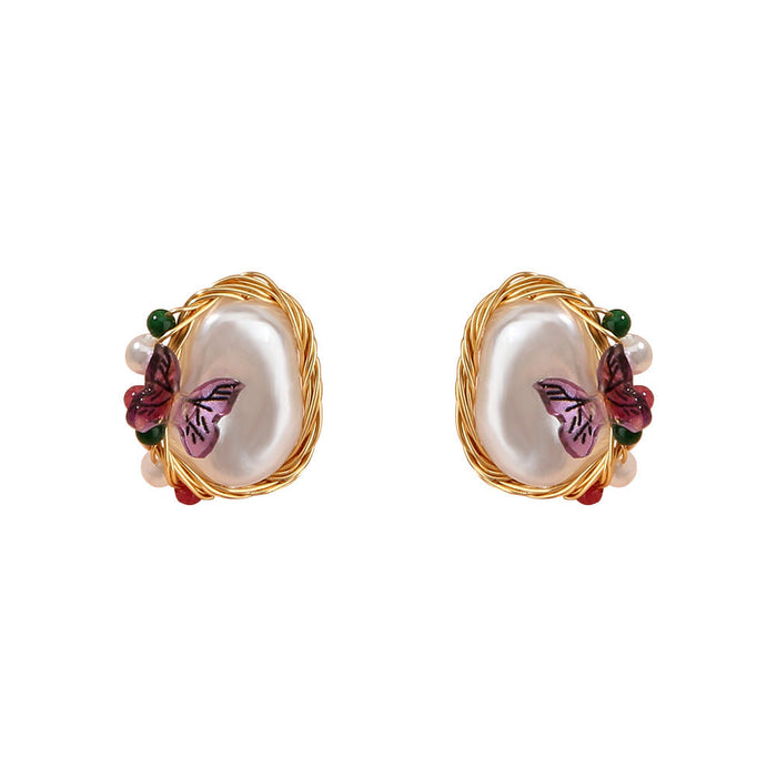 Wholesale Alloy Purple Butterfly Earrings JDC-ES-NM013 Earrings 诺铭 Alloy Wholesale Jewelry JoyasDeChina Joyas De China