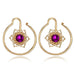 Wholesale Alloy Purple Spiral Flower Rhinestone Flower Hollow Earrings JDC-ES-C138 earrings JoyasDeChina gold Wholesale Jewelry JoyasDeChina Joyas De China