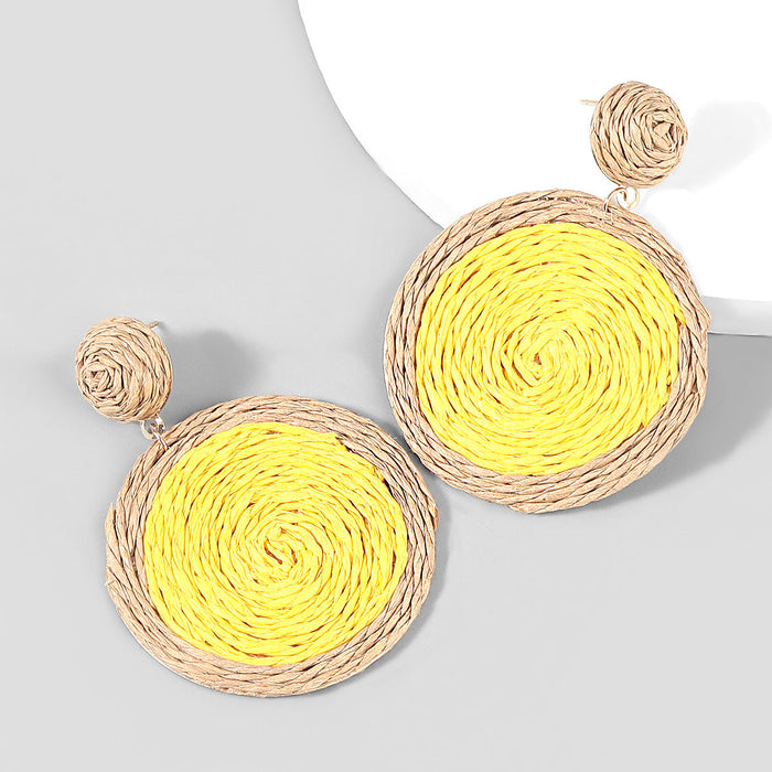 Wholesale Alloy Raffia Round Earrings JDC-ES-JL783 Earrings 氿乐 yellow Wholesale Jewelry JoyasDeChina Joyas De China