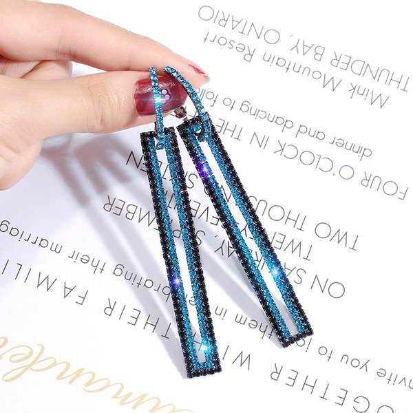 Wholesale alloy rectangular Blue Earrings JDC-ES-BY032 Earrings 宝钰 Wholesale Jewelry JoyasDeChina Joyas De China