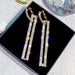Wholesale alloy rectangular Blue Earrings JDC-ES-BY032 Earrings 宝钰 golden Wholesale Jewelry JoyasDeChina Joyas De China