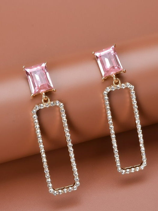 Wholesale alloy rectangular earrings JDC-ES-Bis010 Earrings 碧莎 Wholesale Jewelry JoyasDeChina Joyas De China