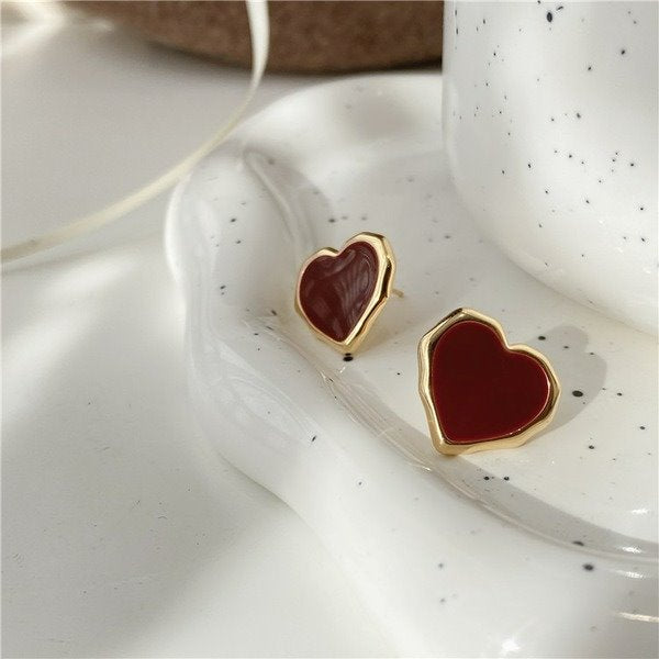 Wholesale alloy red love earrings JDC-ES-XuF048 Earrings 旭帆 Wholesale Jewelry JoyasDeChina Joyas De China