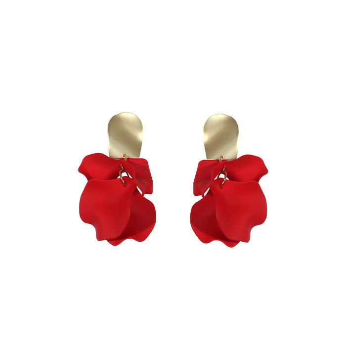Wholesale alloy Red Rose Earrings JDC-ES-BY-073 Earrings 宝钰 Wholesale Jewelry JoyasDeChina Joyas De China