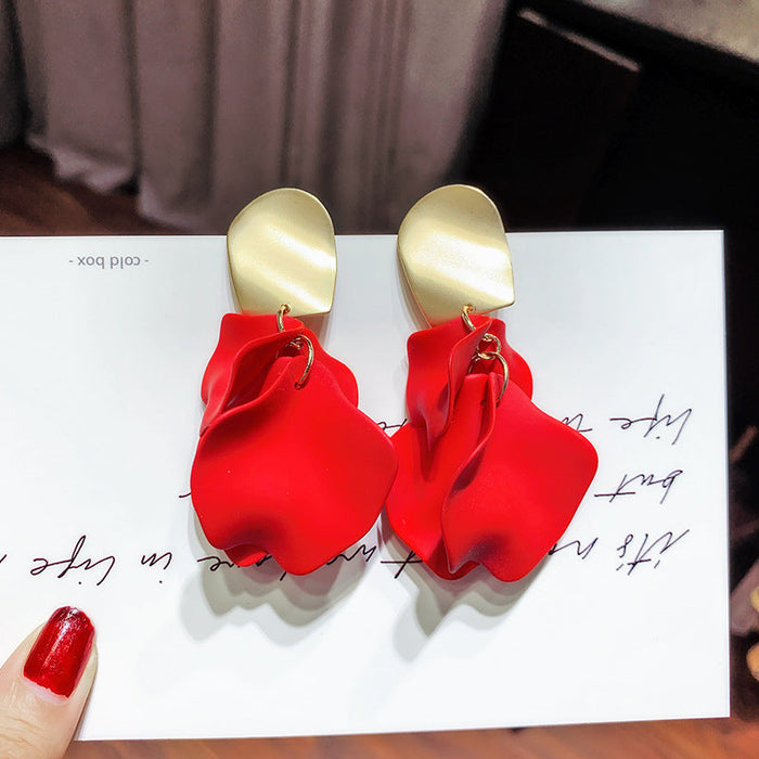 Wholesale alloy Red Rose Earrings JDC-ES-BY-073 Earrings 宝钰 red Wholesale Jewelry JoyasDeChina Joyas De China