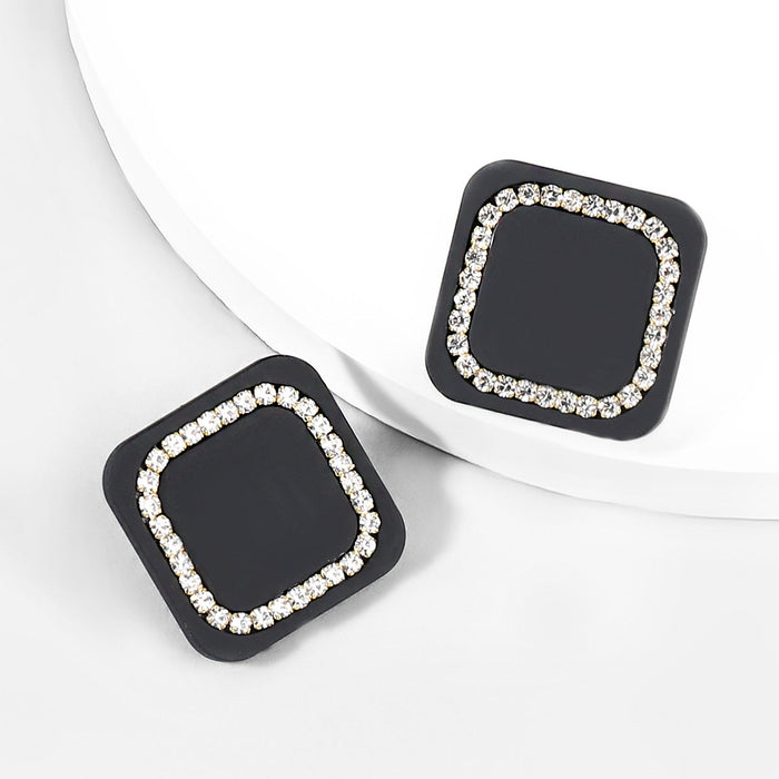 Wholesale alloy resin acrylic rhombus earrings JDC-ES-JL795 Earrings 氿乐 black Wholesale Jewelry JoyasDeChina Joyas De China