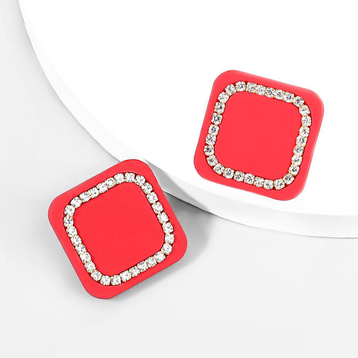 Wholesale alloy resin acrylic rhombus earrings JDC-ES-JL795 Earrings 氿乐 red Wholesale Jewelry JoyasDeChina Joyas De China