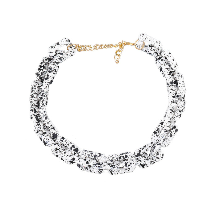 Wholesale Alloy Resin Black And White Speckled Chain Necklace JDC-NE-JL189 Necklaces 氿乐 Wholesale Jewelry JoyasDeChina Joyas De China