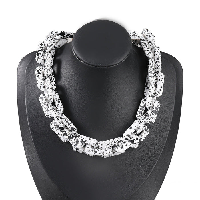 Wholesale Alloy Resin Black And White Speckled Chain Necklace JDC-NE-JL189 Necklaces 氿乐 Wholesale Jewelry JoyasDeChina Joyas De China