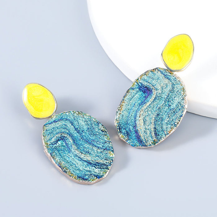 Wholesale alloy resin bump pattern geometric earrings JDC-ES-JL145 Earrings JoyasDeChina blue Wholesale Jewelry JoyasDeChina Joyas De China