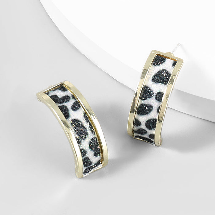 Wholesale Alloy Resin Curved Leopard Print Earrings JDC-ES-JL726 Earrings 氿乐 black Wholesale Jewelry JoyasDeChina Joyas De China