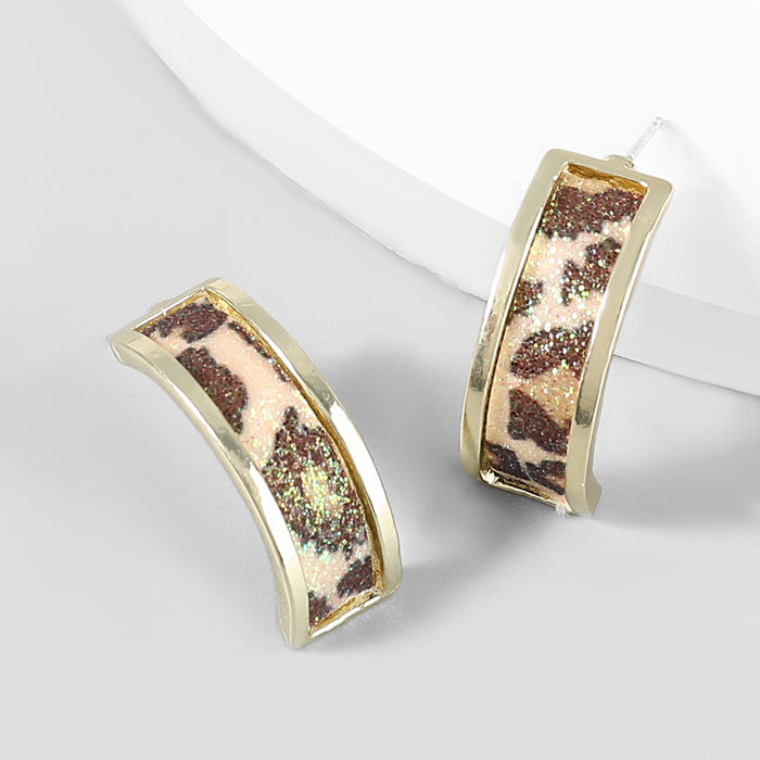 Wholesale Alloy Resin Curved Leopard Print Earrings JDC-ES-JL726 Earrings 氿乐 brown Wholesale Jewelry JoyasDeChina Joyas De China