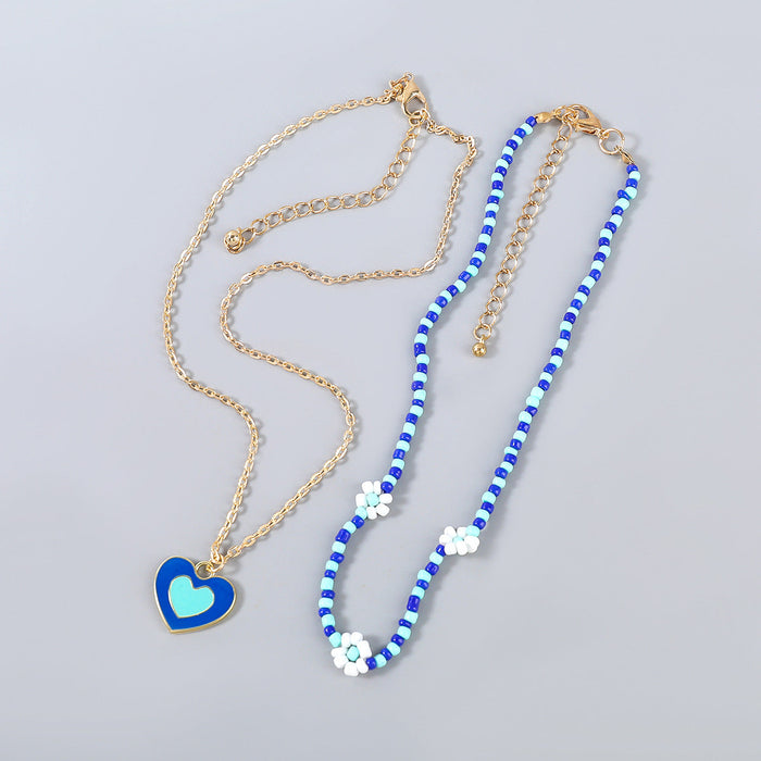 Wholesale Alloy Resin Drip Oil Love Necklace JDC-NE-JL187 Necklaces 氿乐 blue Wholesale Jewelry JoyasDeChina Joyas De China