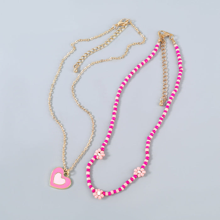 Wholesale Alloy Resin Drip Oil Love Necklace JDC-NE-JL187 Necklaces 氿乐 pink Wholesale Jewelry JoyasDeChina Joyas De China