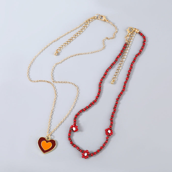 Wholesale Alloy Resin Drip Oil Love Necklace JDC-NE-JL187 Necklaces 氿乐 red Wholesale Jewelry JoyasDeChina Joyas De China