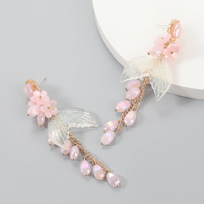 Wholesale alloy resin fishtail earrings JDC-ES-JL016 Earrings JoyasDeChina Pink Wholesale Jewelry JoyasDeChina Joyas De China