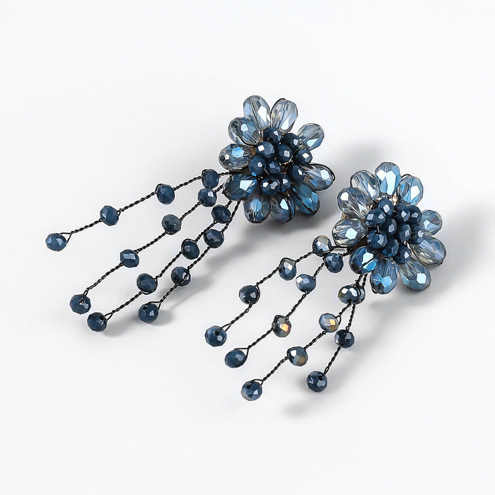 Wholesale alloy resin flower tassel earrings JDC-ES-JL806 Earrings 氿乐 blue Wholesale Jewelry JoyasDeChina Joyas De China