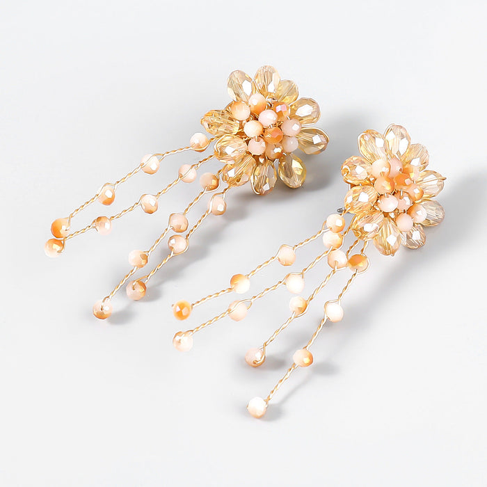 Wholesale alloy resin flower tassel earrings JDC-ES-JL806 Earrings 氿乐 gold Wholesale Jewelry JoyasDeChina Joyas De China