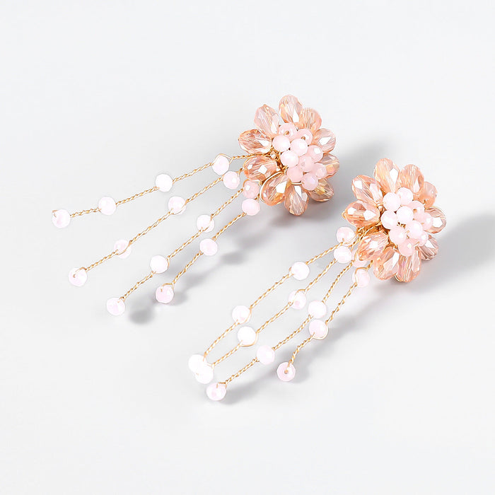 Wholesale alloy resin flower tassel earrings JDC-ES-JL806 Earrings 氿乐 pink Wholesale Jewelry JoyasDeChina Joyas De China