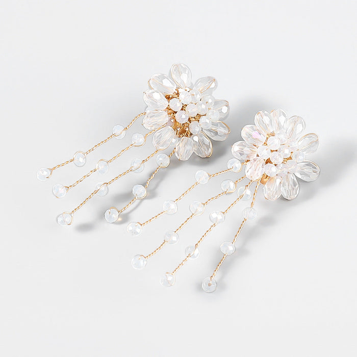 Wholesale alloy resin flower tassel earrings JDC-ES-JL806 Earrings 氿乐 white Wholesale Jewelry JoyasDeChina Joyas De China
