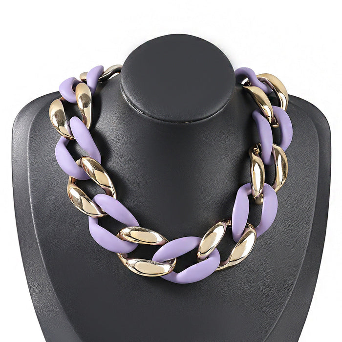 Wholesale Alloy Resin Geometric Necklace JDC-NE-JL188 Necklaces 氿乐 purple Wholesale Jewelry JoyasDeChina Joyas De China