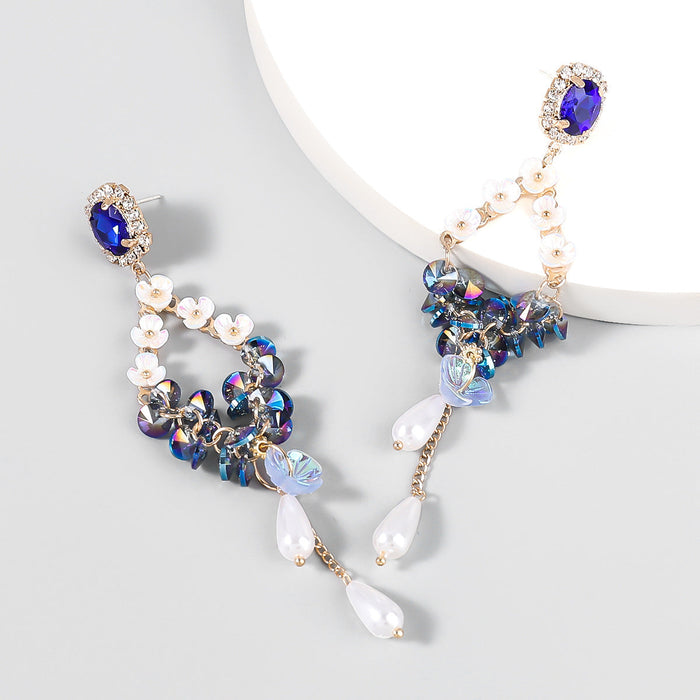 Wholesale Alloy Resin Imitation Pearl Flower Earrings JDC-ES-JL807 Earrings 氿乐 blue Wholesale Jewelry JoyasDeChina Joyas De China