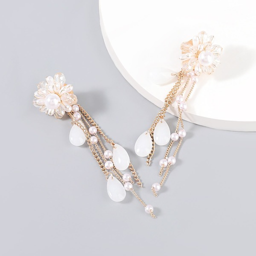Wholesale alloy resin imitation pearl flower tassel earrings JDC-ES-JL609 Earrings JoyasDeChina Wholesale Jewelry JoyasDeChina Joyas De China