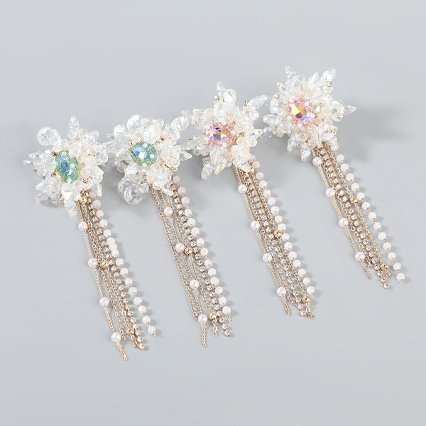 Wholesale alloy resin imitation pearl flower tassel earrings JDC-ES-JL619 Earrings JoyasDeChina Wholesale Jewelry JoyasDeChina Joyas De China