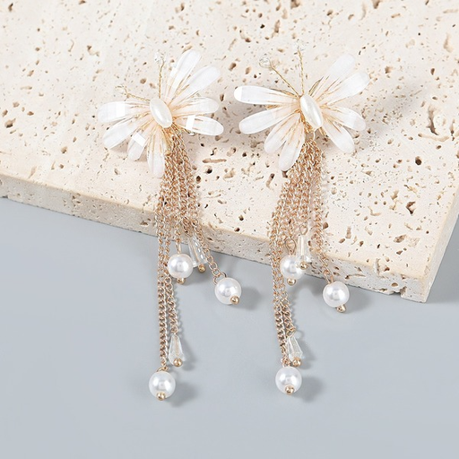 Wholesale alloy resin imitation pearl tassel earrings JDC-ES-JL020 Earrings JoyasDeChina Wholesale Jewelry JoyasDeChina Joyas De China