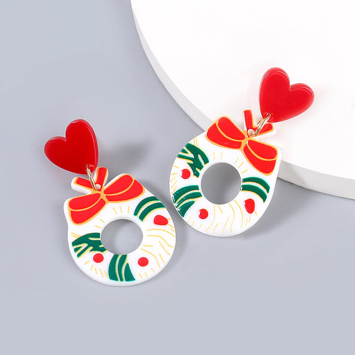 Wholesale alloy resin love Christmas Wreath Earrings JDC-ES-JL555 Earrings JoyasDeChina Christmas Garland Wholesale Jewelry JoyasDeChina Joyas De China