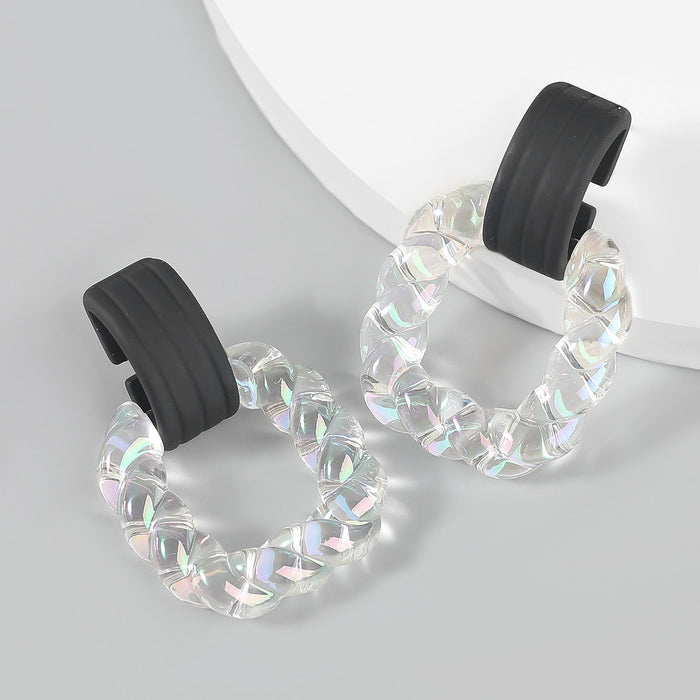 Wholesale Alloy Resin Square Earrings JDC-ES-JL761 Earrings 氿乐 transparent Wholesale Jewelry JoyasDeChina Joyas De China