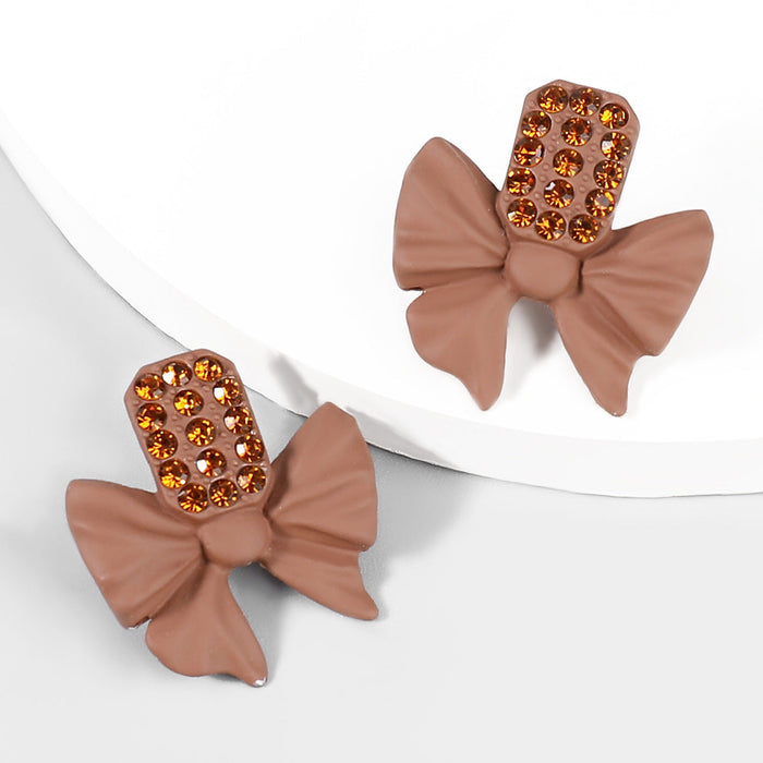 Wholesale Alloy Rhinestone Bow Earrings JDC-ES-JL708colored rhinestones Earrings ?鹄? brown Wholesale Jewelry JoyasDeChina Joyas De China