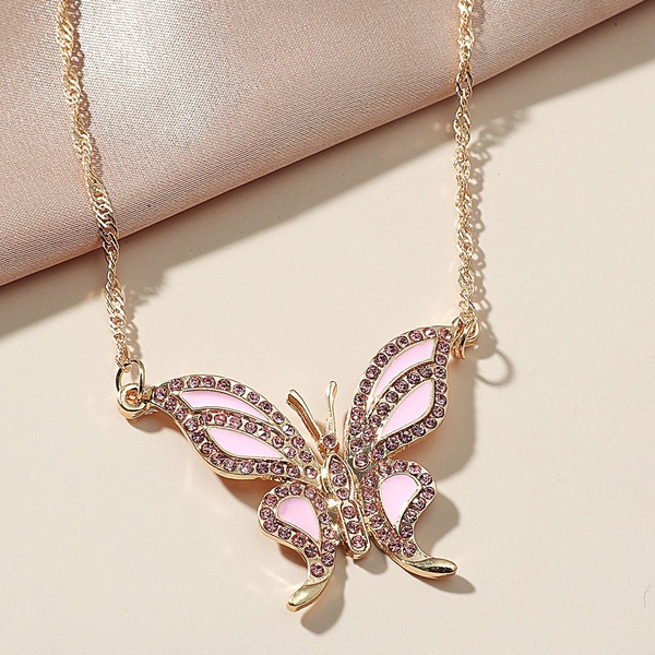 Bulk Jewelry Wholesale alloy rhinestone butterfly necklace JDC-NE-A310 Wholesale factory from China YIWU China
