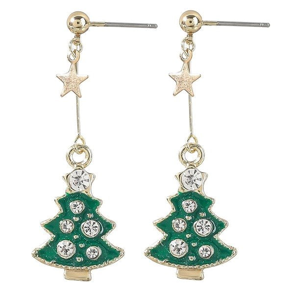 Wholesale Alloy Rhinestone Christmas Tree Earrings JDC-ES-JL654 Earrings ?鹄? Wholesale Jewelry JoyasDeChina Joyas De China