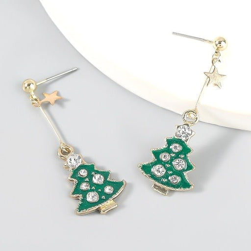 Wholesale Alloy Rhinestone Christmas Tree Earrings JDC-ES-JL654 Earrings ?鹄? Wholesale Jewelry JoyasDeChina Joyas De China