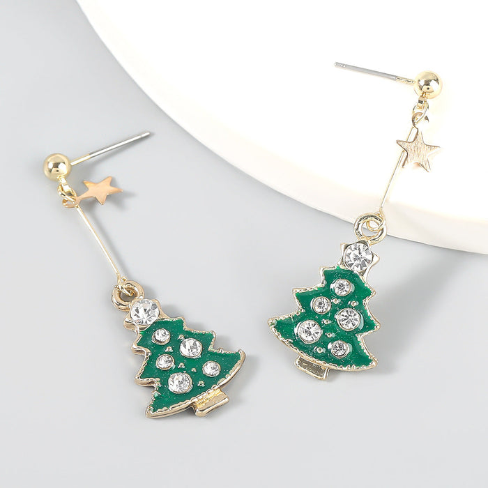 Wholesale Alloy Rhinestone Christmas Tree Earrings JDC-ES-JL654 Earrings ?鹄? green Wholesale Jewelry JoyasDeChina Joyas De China