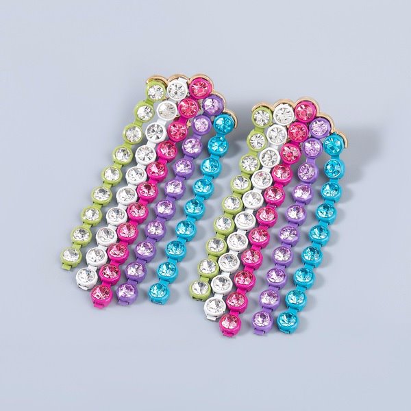 Wholesale alloy rhinestone color tassel earrings JDC-ES-JL765 Earrings 氿乐 Wholesale Jewelry JoyasDeChina Joyas De China