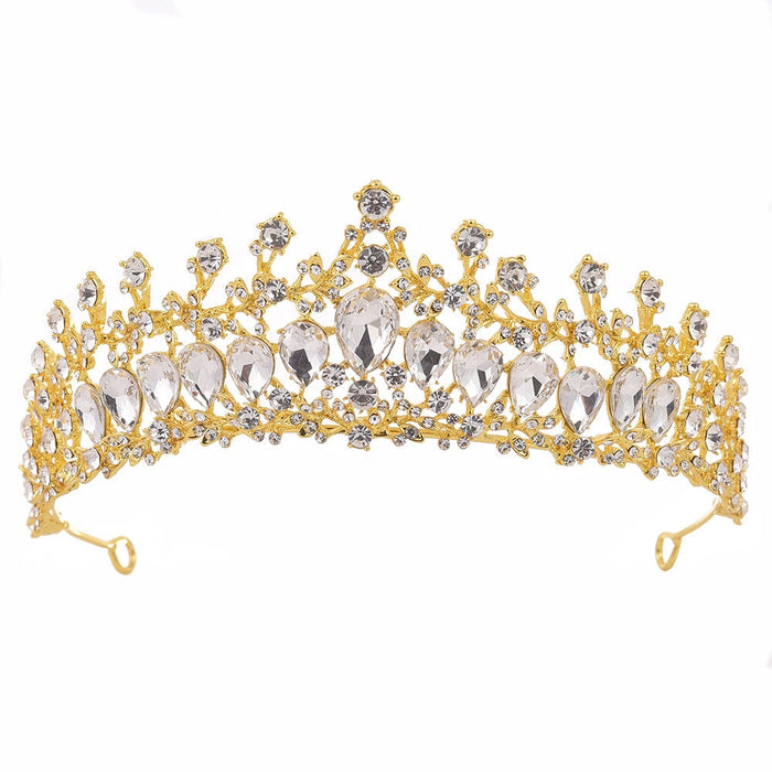 Wholesale Alloy Rhinestone Crystal Bridal Crown Headband JDC-HD-ZuanG002 Headband 钻岗 gold Wholesale Jewelry JoyasDeChina Joyas De China