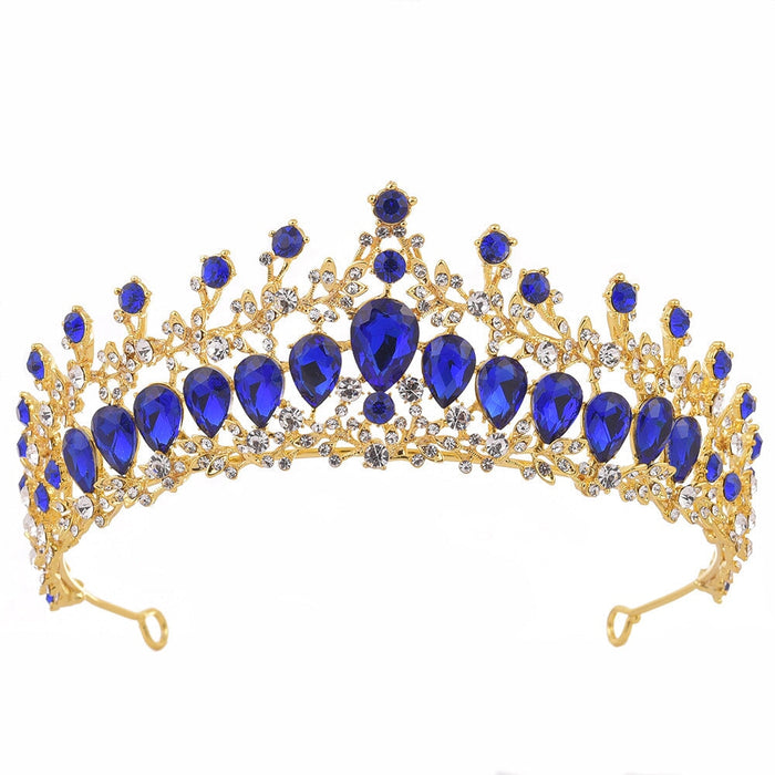Wholesale Alloy Rhinestone Crystal Bridal Crown Headband JDC-HD-ZuanG002 Headband 钻岗 royal blue Wholesale Jewelry JoyasDeChina Joyas De China