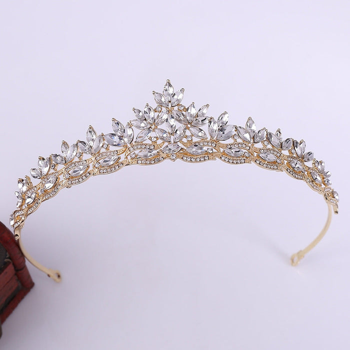 Wholesale Alloy Rhinestone Crystal Bridal Crown Headband JDC-HD-ZuanG003 Headband 钻岗 gold Wholesale Jewelry JoyasDeChina Joyas De China