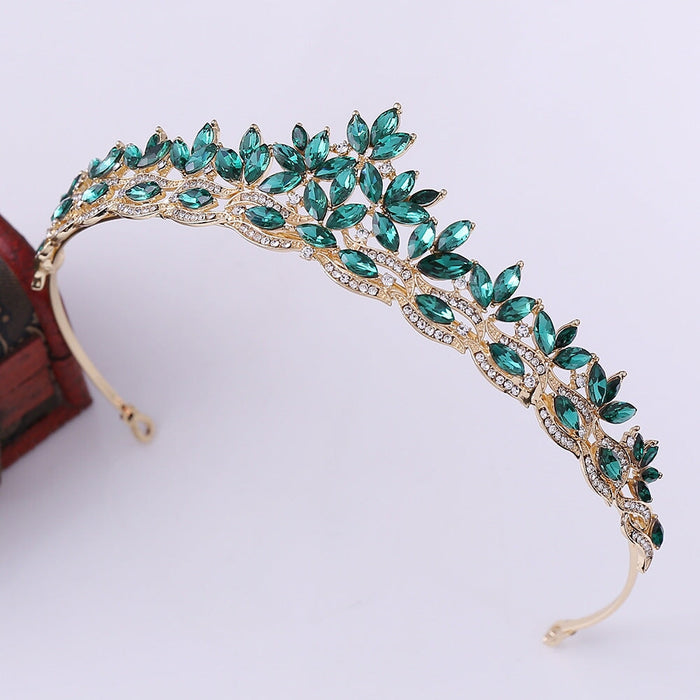 Wholesale Alloy Rhinestone Crystal Bridal Crown Headband JDC-HD-ZuanG003 Headband 钻岗 green Wholesale Jewelry JoyasDeChina Joyas De China