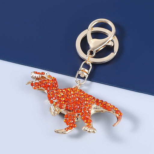 Wholesale Alloy Rhinestone Dinosaur Keychain JDC-KC-JL001 Keychains 氿乐 orange Wholesale Jewelry JoyasDeChina Joyas De China