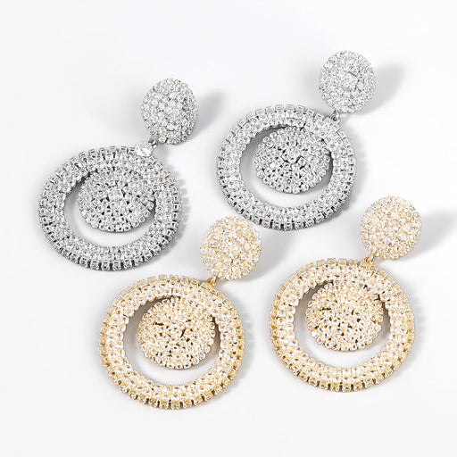 Wholesale alloy rhinestone double round earrings JDC-ES-JL859 Earrings 氿乐 Wholesale Jewelry JoyasDeChina Joyas De China